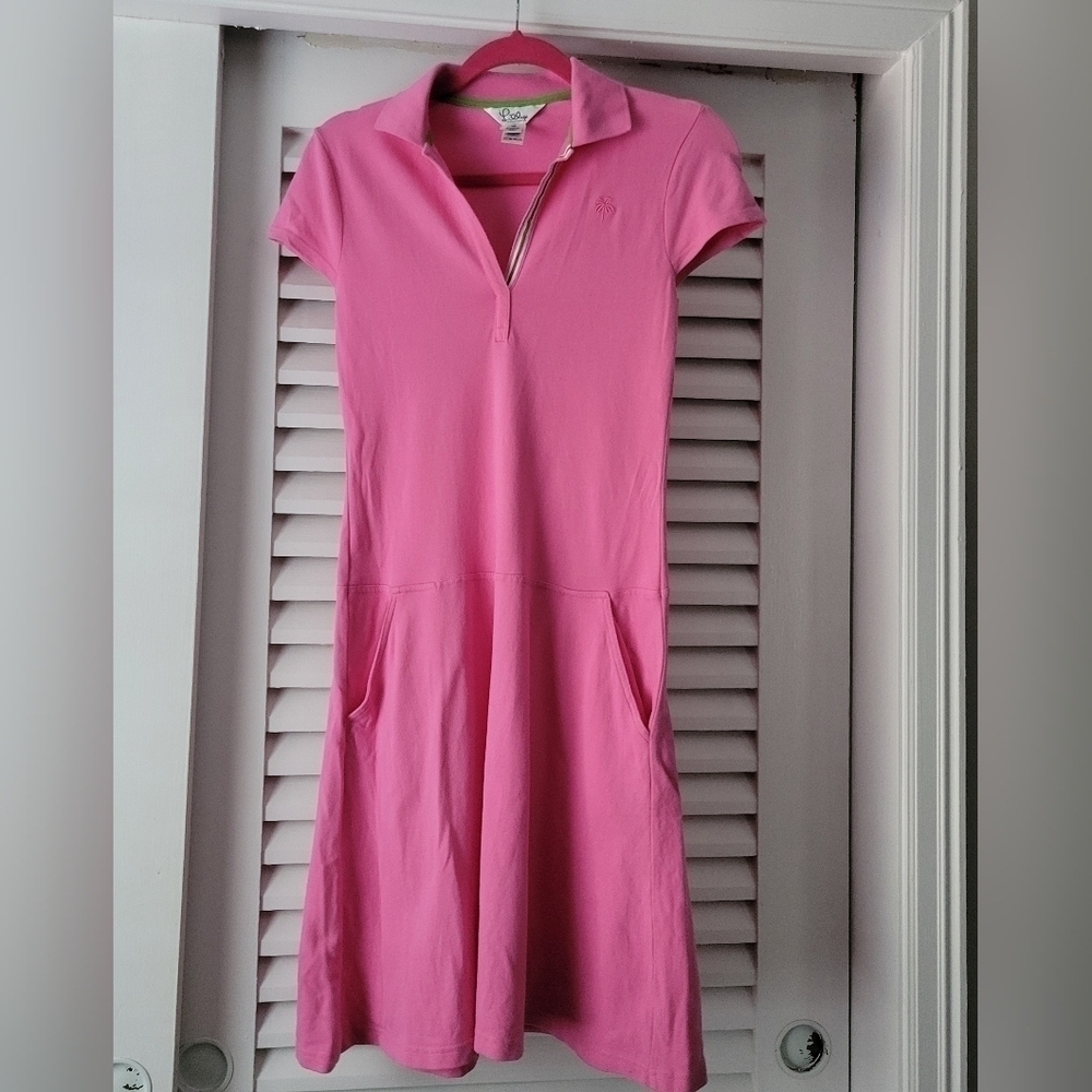 Lilly pulitzer vintage pink polo Dress cotton.